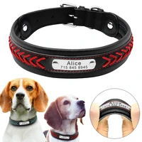 large dog collar leather personalized large pet collars padded soft custom pitbull collars for small medium big dogs