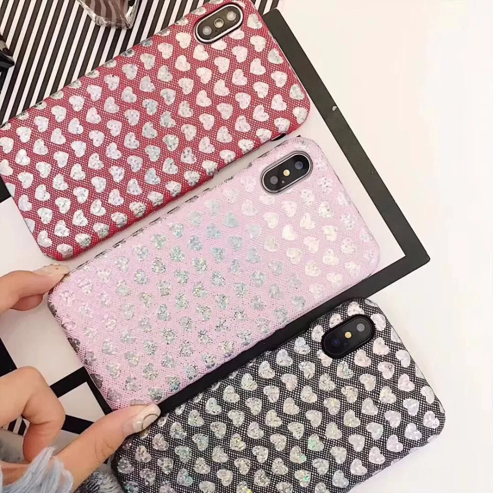 Супер модные лазерной Мерцающий порошок любовь Сердце Pattern Жесткий пластиковый