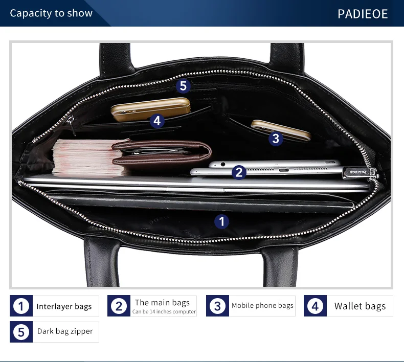 Padieoe, дизайнерский бренд, натуральная коровья кожа, мужской портфель, модный однотонный цвет, мужская сумка на плечо, деловая сумка для ноутбука