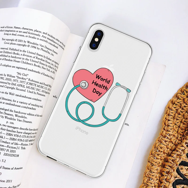 DIFFRBEAUTY милый медицинский чехол для iPhone 5 6 6S X XR MAX Plus прозрачный 8 7 Plus|Бамперы| |
