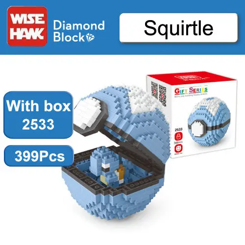 Squirtle with box Wisehawk мяч Go Пикачу чармандер еevee Psyduck фигурки конструкторы модель игрушки аниме мультфильм игрушка подарок для детей - Цвет: Squirtle with box