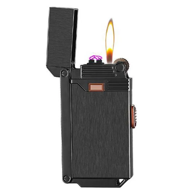 2 в 1 электрическая зажигалка с двойной дугой и USB перезаряжаемая ветрозащитная