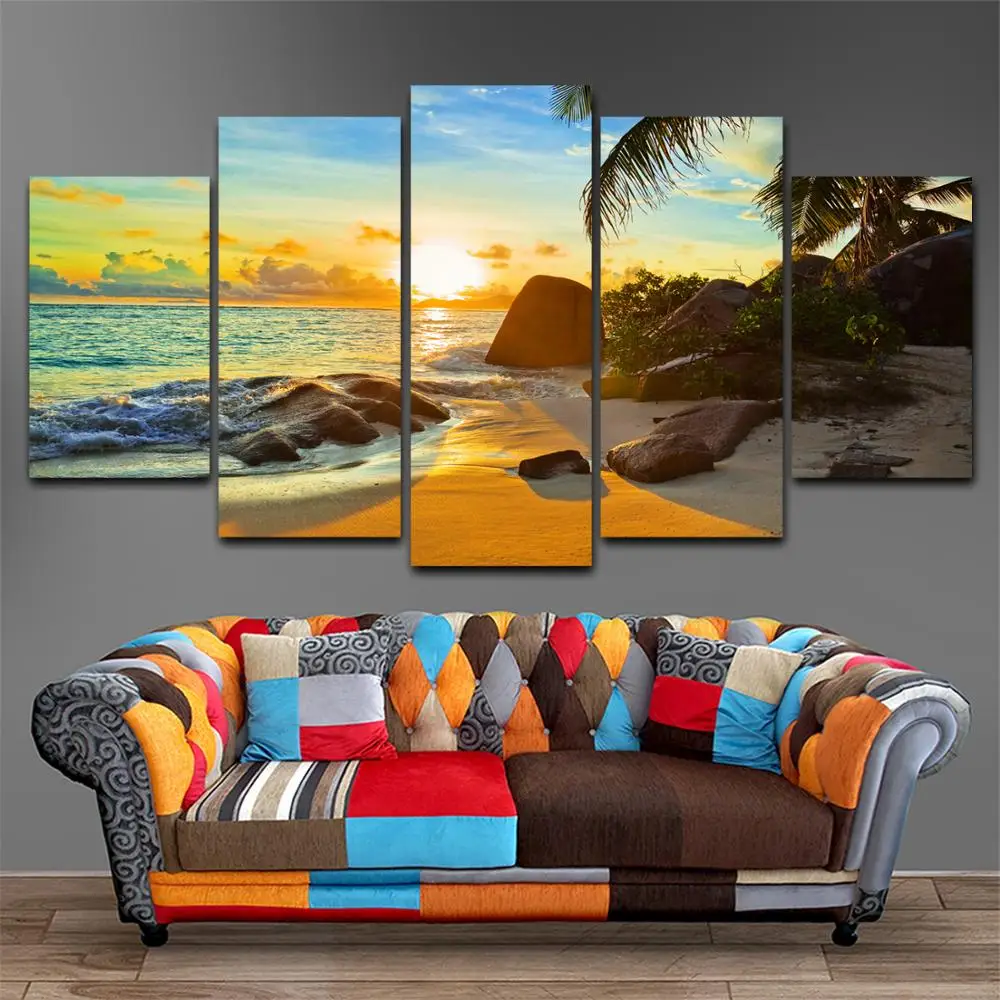 

Drop shipping 5 Panel Wall Art Pictures Canvas Painting abstract canvas poster painting decoration for living room LW274