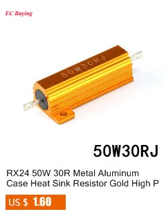 RX24 50 Вт 10R Металлический Алюминиевый Чехол Высокая мощность радиатор резистор золотой радиатор резистор 10 Ом