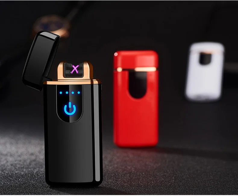 USB ветрозащитная беспламенная двойная дуга плазменный сенсорный зондирование без газа Зарядка электрическая зажигалка для сигарет для курения бойфренд Gif