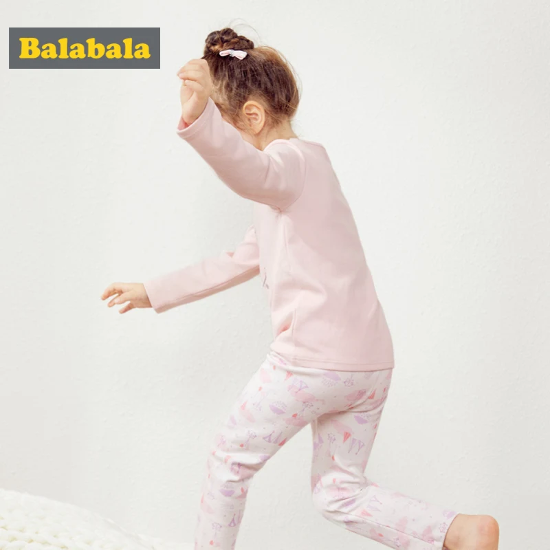 Balabala/комплект из 2 предметов для маленьких девочек удобная Хлопковая пижама с