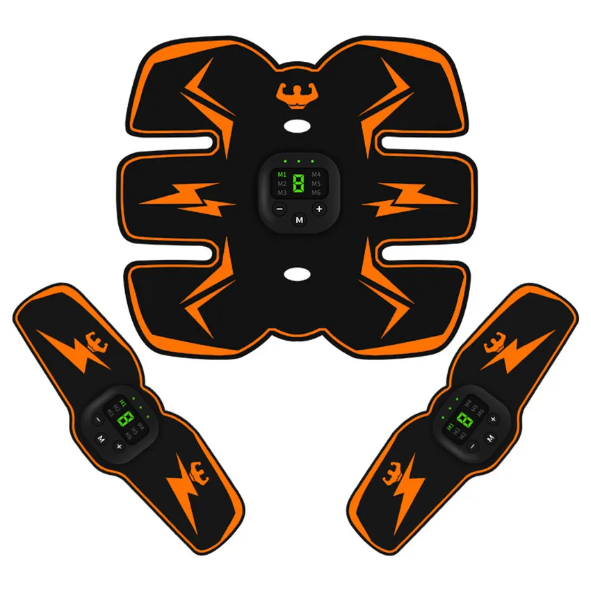 3in1 set orange Мышечный электростимулятор EMS ABS электростимулятор брюшной Электрический массажер тренировочный аппарат фитнес-машина для строительства тела - Цвет: 3in1 set orange
