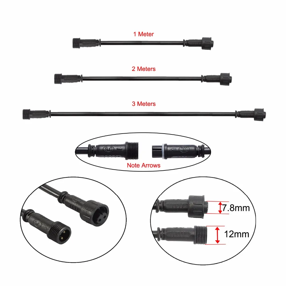 8/12MM IP67 LED Extend Cables Application Single Colors Lamps 2 PIN with 1/2/3Meter Extension Cord | Обустройство дома