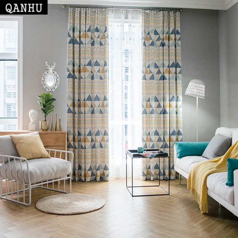 QANHU2018 Новое поступление удобные занавески цветные кубические для спальни
