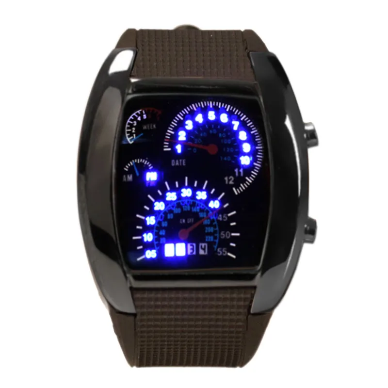 Белый Men Military LED Backlight Digital Quartz Wristwatch Sports Watch Rubber Band Adjustable Brightness NR-shipping - Название цвета: Белый
