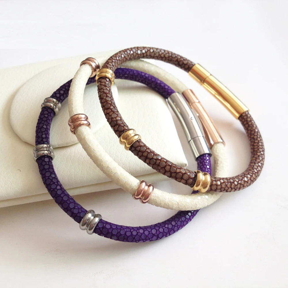 Браслет из нержавеющей стали Мужской браслет натуральной кожи|stingray bracelet|leather