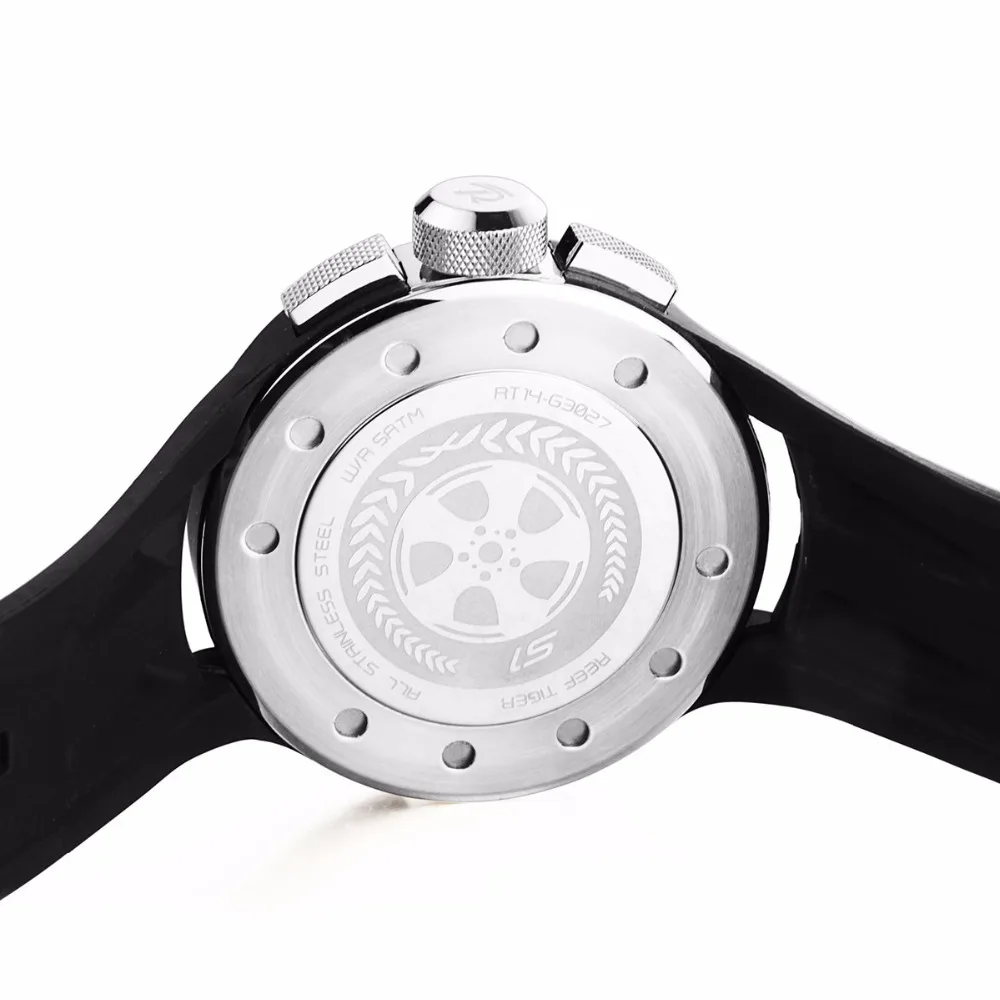 Мужские наручные часы Reef Tiger Aurora спортивные кварцевые с хронографом и
