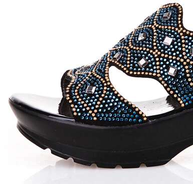 Стразы босоножки на высоком каблуке шлепанцы из натуральной кожи размера плюс 41