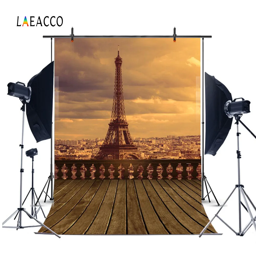 Laeacco Эйфелева башня Париж облачное небо сумерки Живописные фоны для фотосъемки