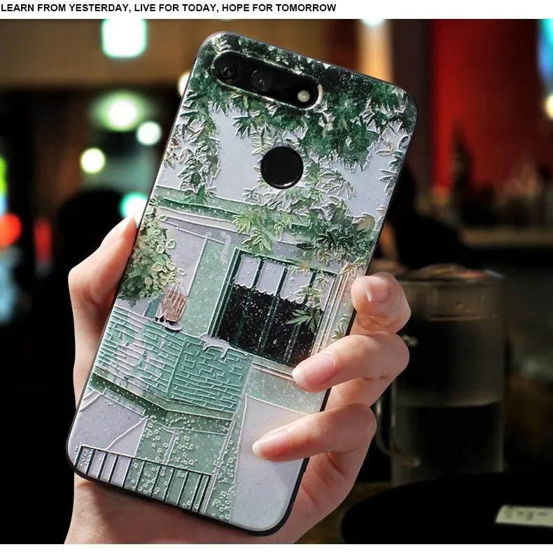 Чехол с тиснением Honor20 Green Street leaf cat для huawei HONOR 20 PRO, V20, 20i, Honor 10, V10, 10 lite, 8x чехол