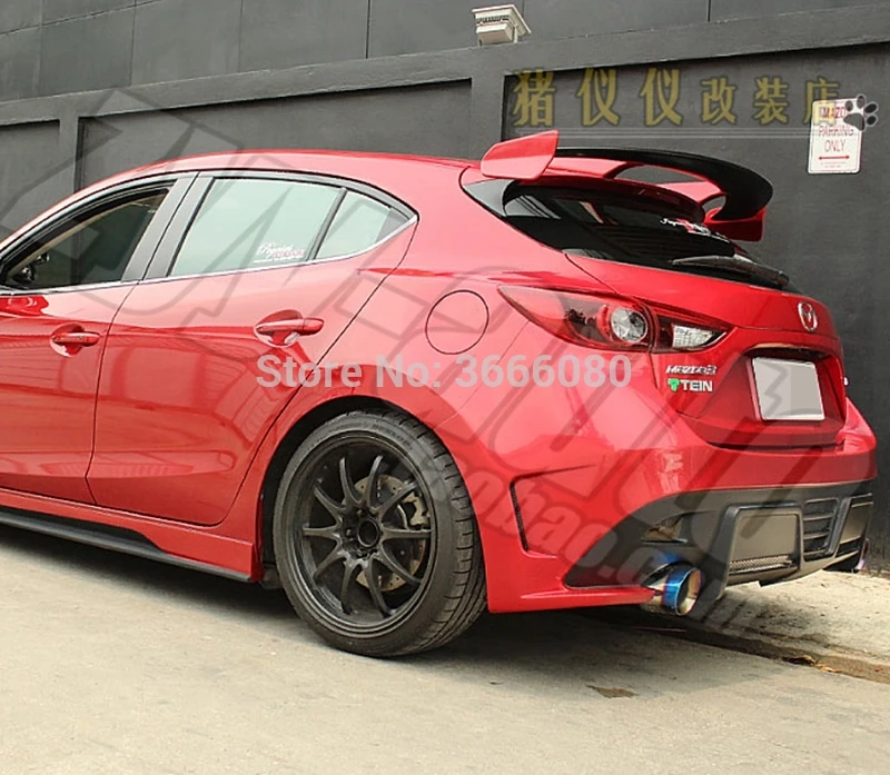 Для Mazda 3 Axela хэтчбек 2013- FRP материал Неокрашенный задний спойлер крыло крышка багажника автомобиля Стайлинг