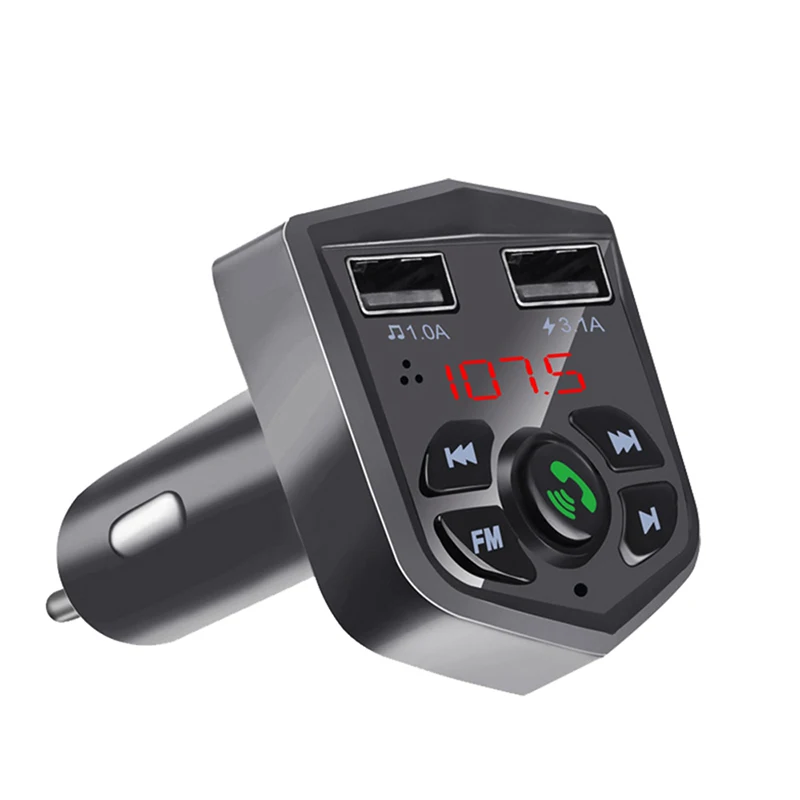 With FM Transmitter Rovtop 3.1A Быстрая зарядка с Bluetooth 5,0 автомобильный комплект беспроводной fm-передатчик громкой связи двойной USB зарядное устройство ЖК-карта Автомобильный MP3-плеер - Тип штекера: With FM Transmitter