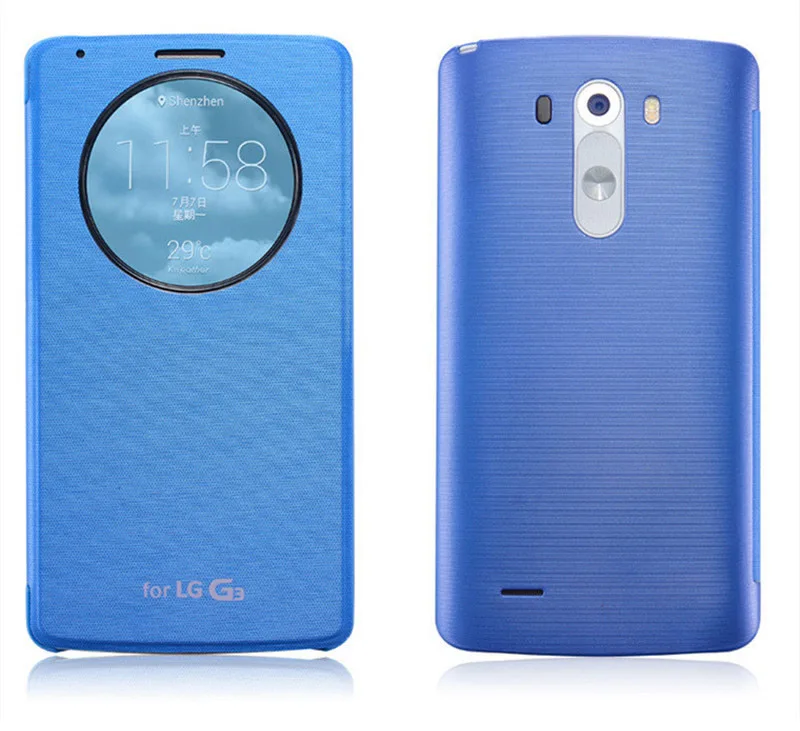 Для LG G3 быстрый смарт круглый чехол для LG G3 официальный Флип кожаный чехол с NFC и Qi беспроводной зарядки