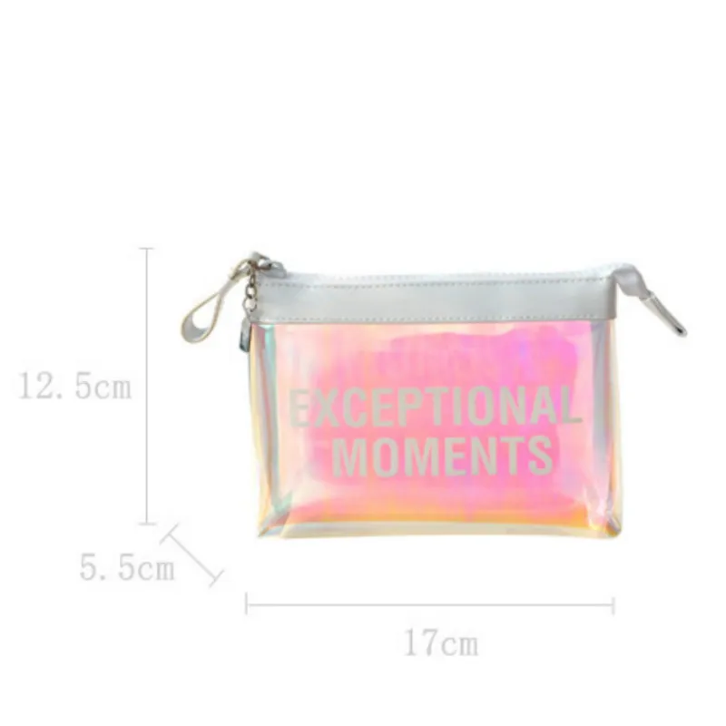Розовая Прозрачная голограмма косметичка Женская красочная лазерная прозрачная