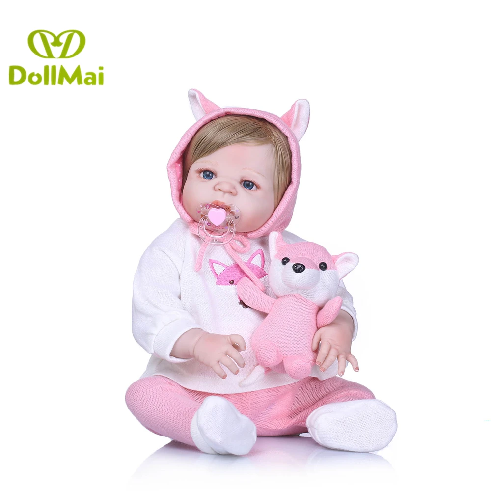 Kawaii Fox baby reborn 57 см полный Силиконовый реборн Детские куклы Настоящий