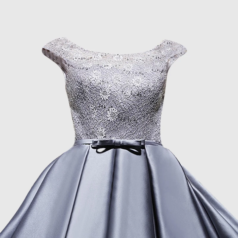 

KISBINI New Sweet Women Party Dress O-Neck Sleeveless Ribbon Bow Lace Satin Fabric Short Dresses