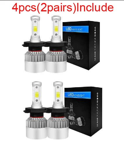 Из 2 предметов 72W фары для 8000LM 6500K H4 H1 H3 турбо светодиодный фар автомобиля H7 H8 H9 H11 H27/880/881 9005 HB3 9006 HB4 9007 светодиодный противотуманный свет лампы - Испускаемый цвет: 2pairs(4pcs Include)