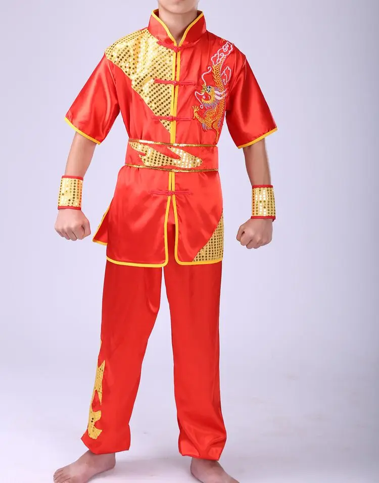 Детская одежда wushu с вышивкой драконом форма для Тай Чи детские костюмы занятий