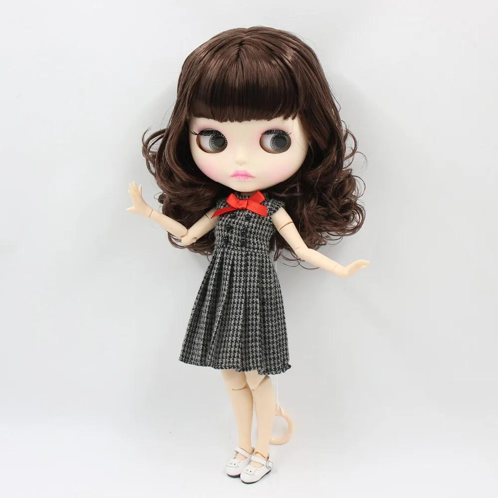 Заводская кукла blyth BL0312, каштановые волосы с челкой, матовое лицо, новая Лицевая панель, губы, вырезание, белая кожа, соединение тела, 30 см, 1/6