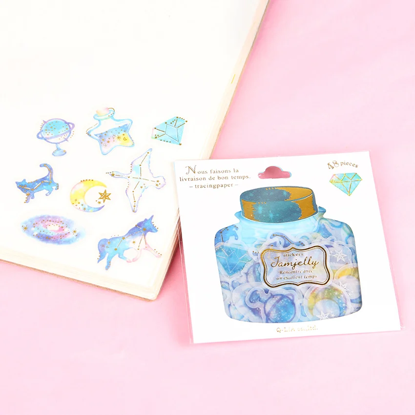 48 шт. Kawaii Мультфильм желаний бутылки наклейки s DIY дневник тетрадь альбом Кубок Декор руководство бронзирующий стикер для канцелярских товаров - Цвет: Constellation Nebula
