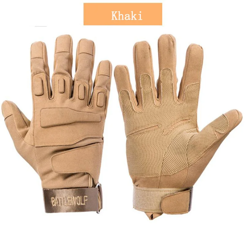 Khaki Перчатки для велоспорта, полный палец, спортивные перчатки для горного велосипеда, перчатки для альпинизма, велоспорта, фитнеса, защитные перчатки для мужчин - Цвет: Khaki