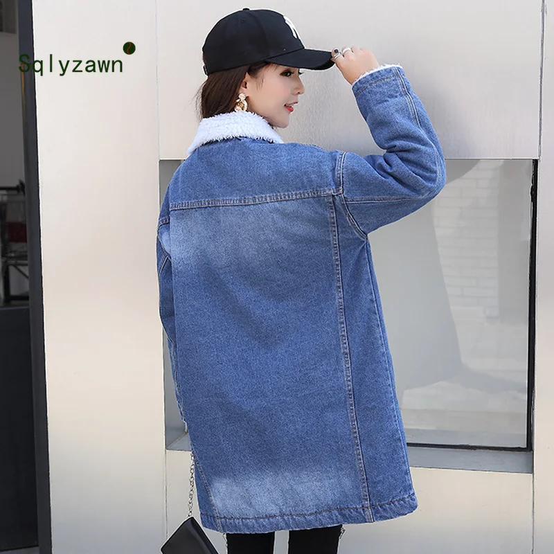 Осень зима 2019 Женское пальто из овечьей шерсти для детей Джинсовое парка с