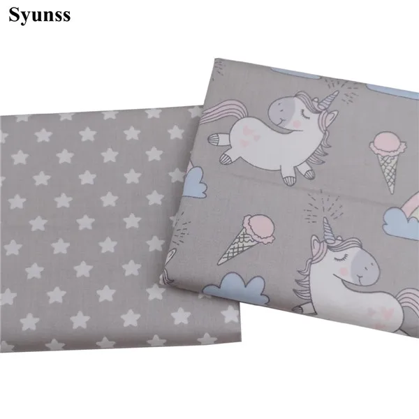each design Syunss Diy Лоскутная Ткань для квилтинга детские кроватки подушки платье Шитье Tissus серый мультфильм звезды печатных хлопок ткань Tecido - Цвет: each design