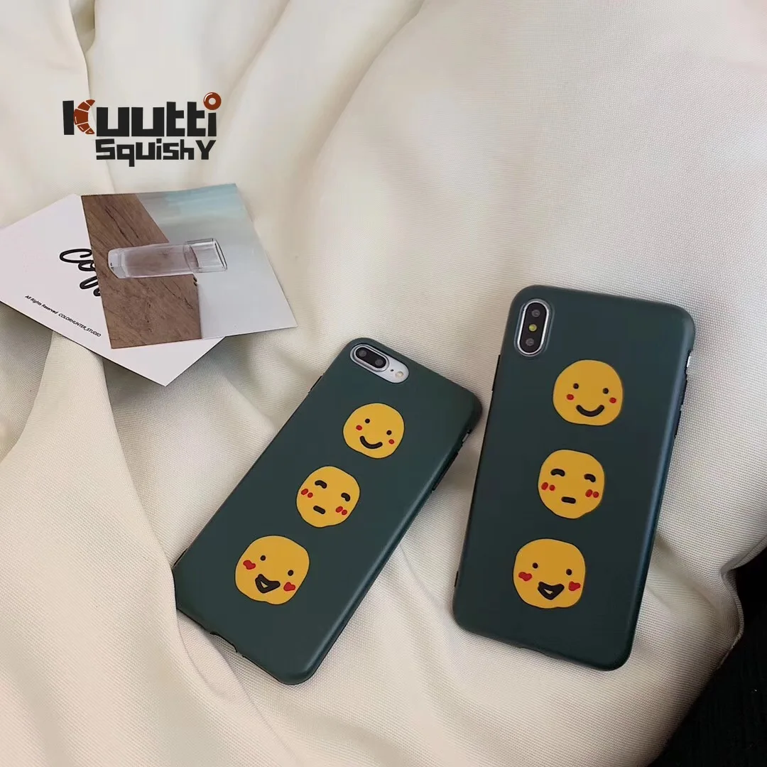 Kuutti Squishy Cute Funny Breif Green Emoji Face Boys Girls Women Summer Phone Case for iPhone 6 6s 7 8 Plus X XR XS Max Covers |