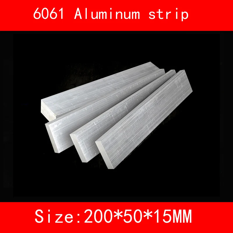 

6061 aluminum strip size 200mm*50mm*15mm AL strip Metal silver color 1 pcs