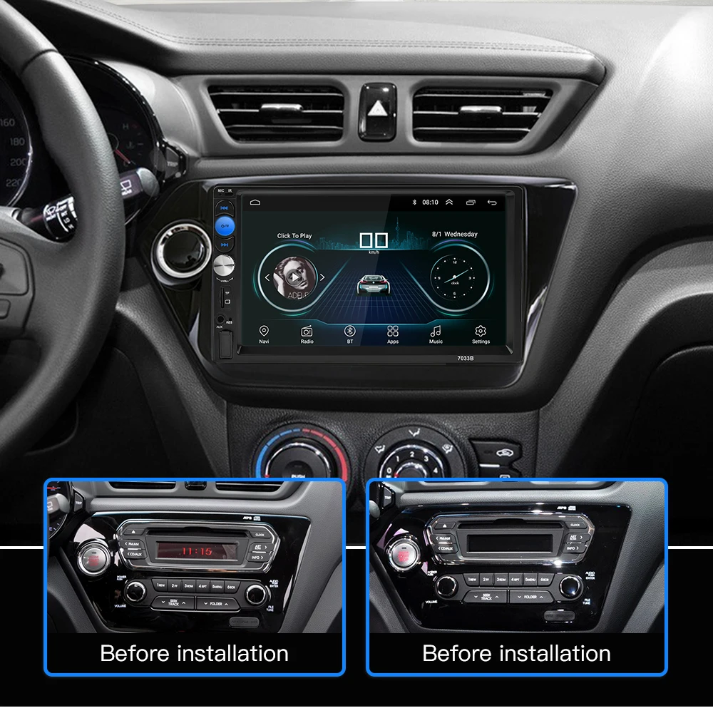 Автомагнитола 2 Din Android 8,0 Автомагнитола 7 дюймов 1024*600 автомобильный аудио плеер gps навигация Wifi Bluetooth мультимедиа плеер новейший