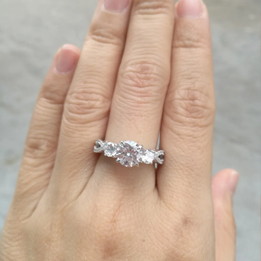 Newshe обручальное кольцо для женщин 1,8 Ct AAA CZ Твердое Серебро 925 пробы модные Потрясающие классические ювелирные изделия