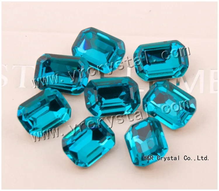 NYMR #4610 10*14mm 13*18mm 15*20mm Blue Zircon Glitter Strass Crystal Octagon Fancy Rhinestone Beads Pointback |