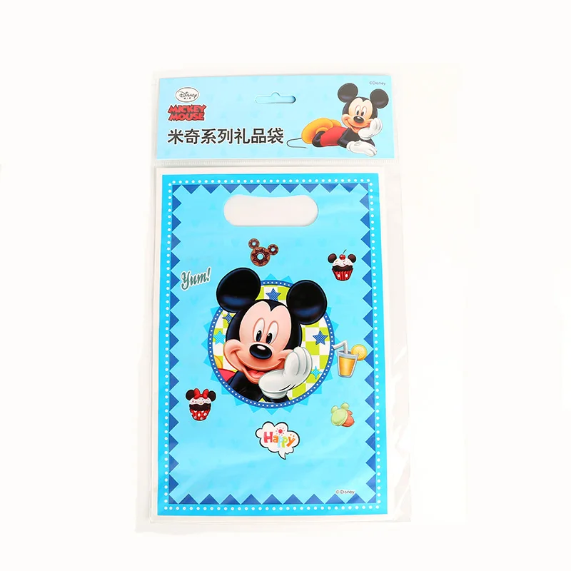 Mickey 1 6Pcs Мультфильм Русалка тема Подарочная сумка ребенок день рождения свадебное украшение Конфеты Печенье Десерт пластиковые пакеты - Цвет: Mickey 1 6Pcs