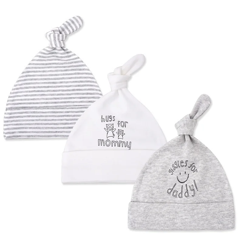 3pcs Per Lot Baby Hats 100% Cotton Printed &amp Caps For 0-6 Months Newborn Accessories Dropshipping KF268 | Детская одежда и