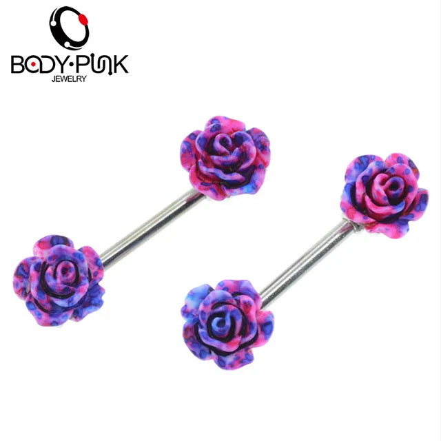 Nipple Ring Новинка, Летний стиль, пирсинг в виде маргаритки, штанги, сексуальные кольца, ювелирное изделие, креативный панк, ювелирное изделие для тела, женский подарок, 2 шт - Окраска металла: Nipple Ring