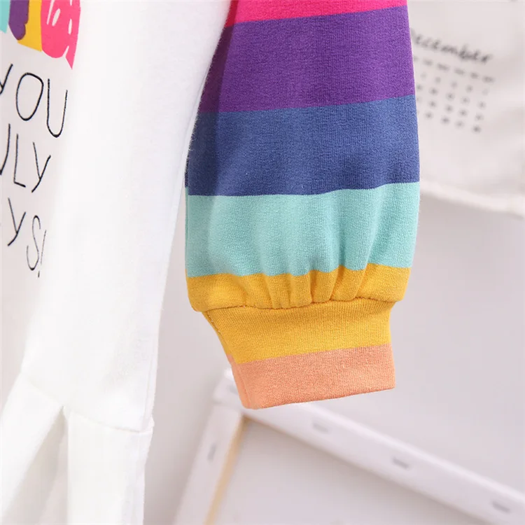 

LarLarBoom Girls Dress Spring Long Sleeve Cartoon Pattern Rainbow Kids Dresses for Girls Baby Costume Children Casual Dress