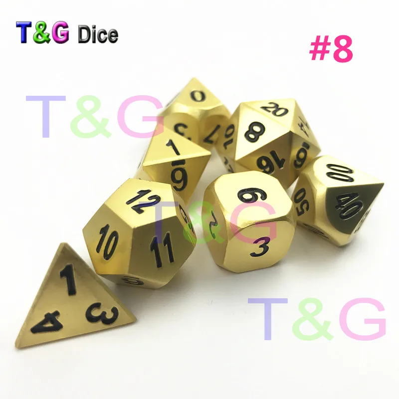 Высокое качество T & G креативный РПГ матовые золотые металлические кости набор из