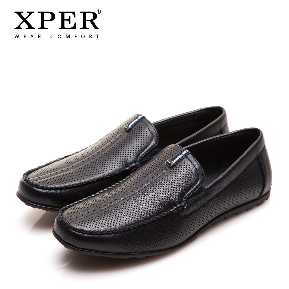 2017 XPER Brands Fashion Men Flats Casual Shoes Slip-on Black Blue Loafers Breathable Comfor Big Size YWD86130BU/BL | Обувь
