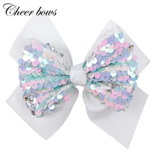 5 Inch Big Colorful Sequin Hair Bows for Girls Shiny Rhinestone Kids Hairgrips Hair Clip New Year Festival Hair Accessories (4)