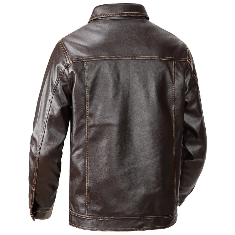 Мужская куртка в стиле милитари повседневная из искусственной кожи с длинным