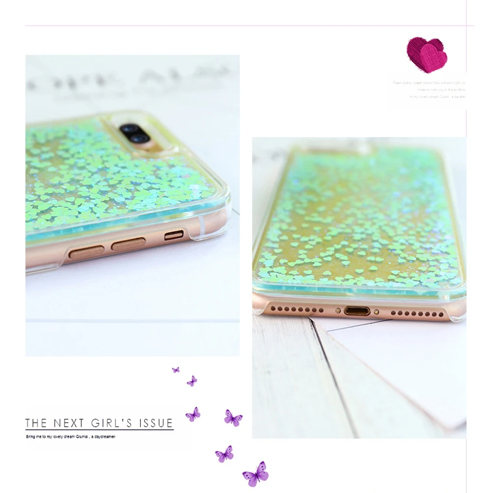 Sexy Kisscase Роскошный Блеск сердца зыбучие пески Защитная крышка для iPhone 7 6 S 8 Plus 5 5C