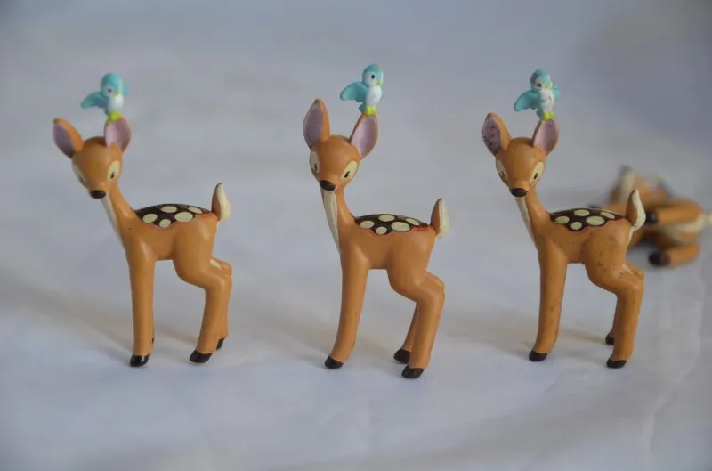 Bambi фигурка оленя игрушка Bambi Thumper цветок белка бабочка животное модель куклы мини мультфильм - Цвет: 3 pcs  defect