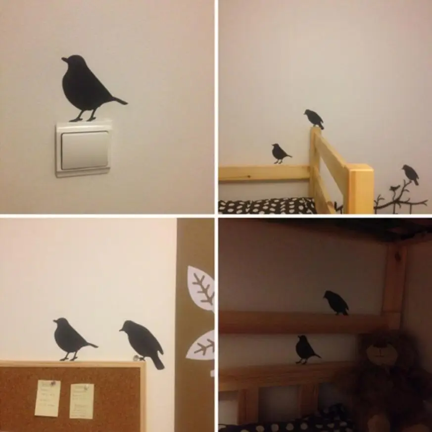 Реалистичные современные наклейки для стен DIY bird art виниловые Съемные фотообои