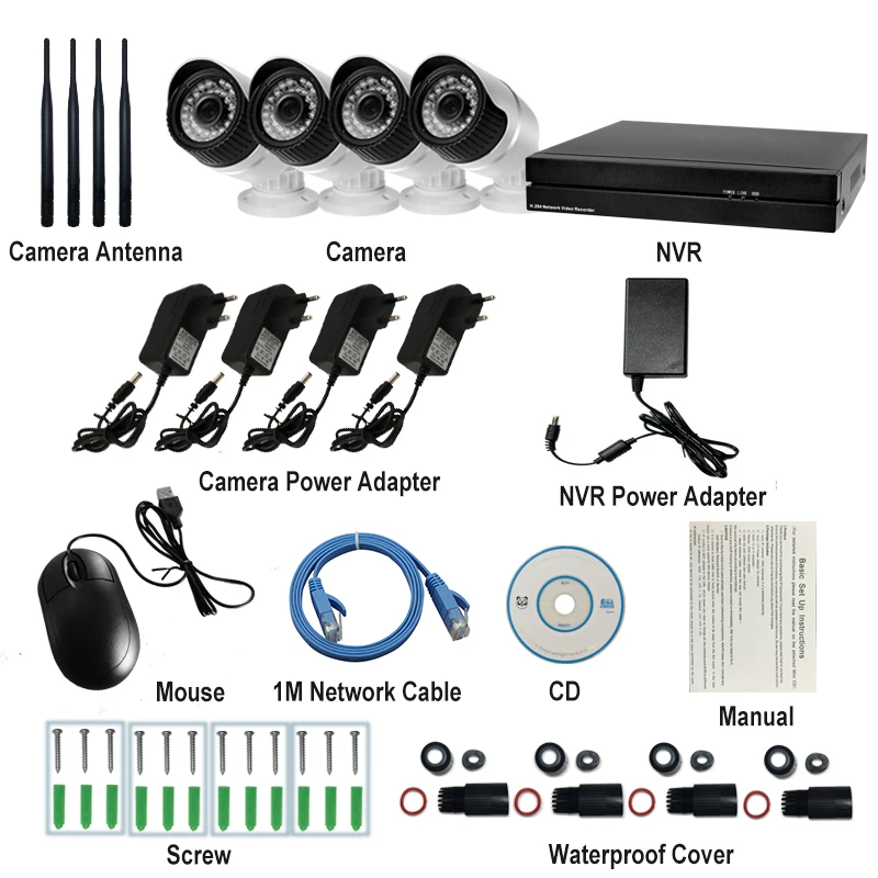 HJT SONY IMX 323 беспроводная Wifi IP система наблюдения ссtv 8CH Full HD 1080P NVR комплект наружная