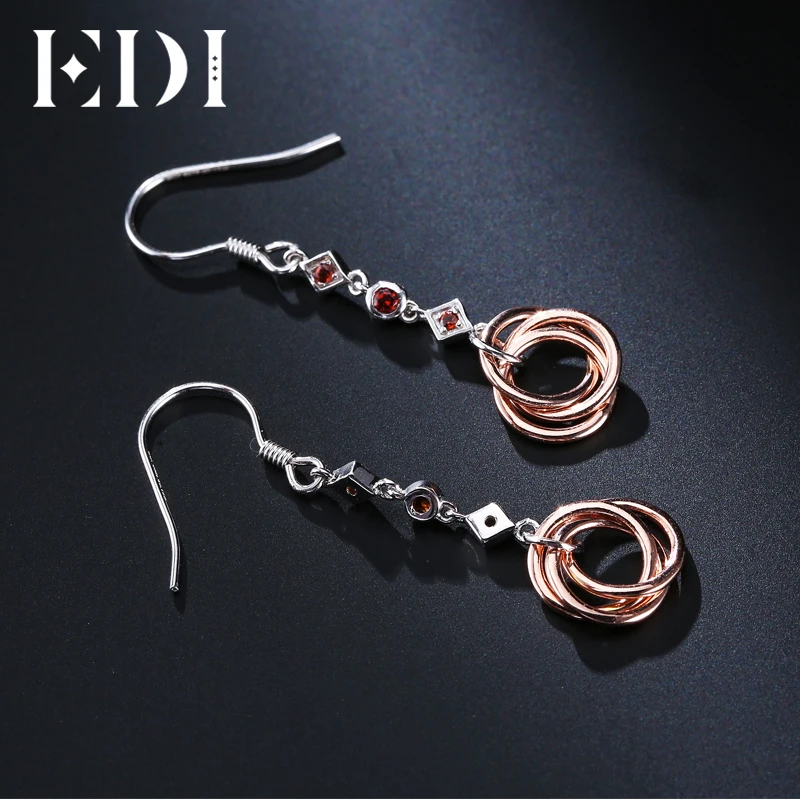 EDI Unique Natural Garnet Long Tassels Earrings For Women 925 Sterling Silver Drop Trendy Fine Jewelry | Украшения и аксессуары